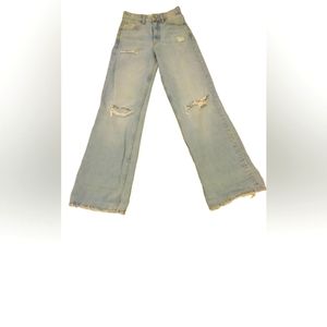 Zara Basic Classic Skinny Jeans Light Blue Wash Womens Size 2 Distressing